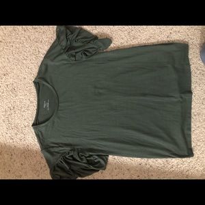 Green ruffle sleeve maternity shirt